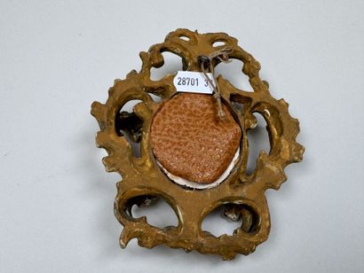 Small circular mirror made of gilded, openwork...