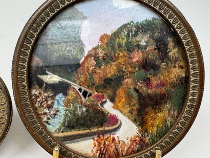 École, XXe.
Paysages.
Quatre petites peintures...