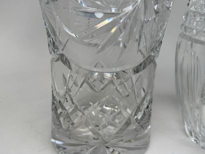 Set of three crystal vases with diamond-point...