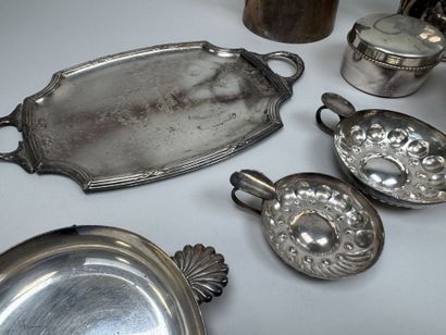 Large set of silver plated metal pieces,...