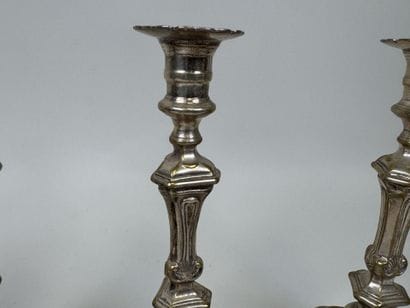 Two pairs of candlesticks made of silver-plated...