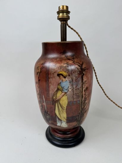 Polychrome and gold porcelain vase decorated...