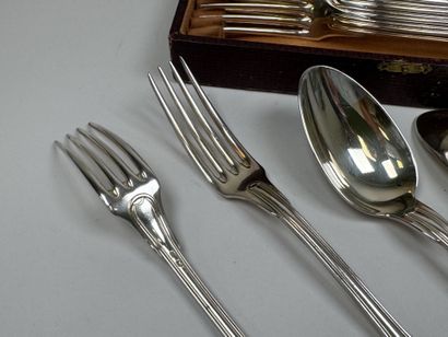 S.F.A.M. 
Set of 12 silver plated table cutlery...