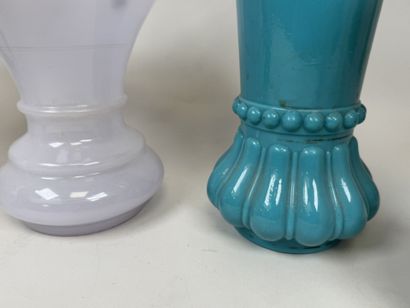 A collection of white and colored opaline...