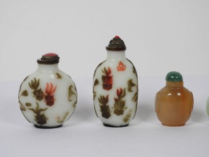 Chine, XXe. 
Ensemble de six tabatières,...