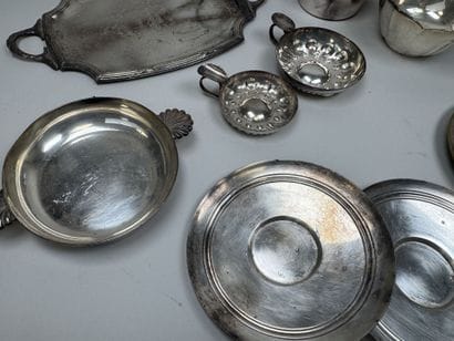 Large set of silver plated metal pieces,...