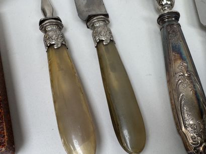 Set of silver plated metal cutlery, engraved...