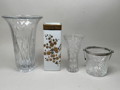 Set of two cut crystal vases, an ice bucket,...