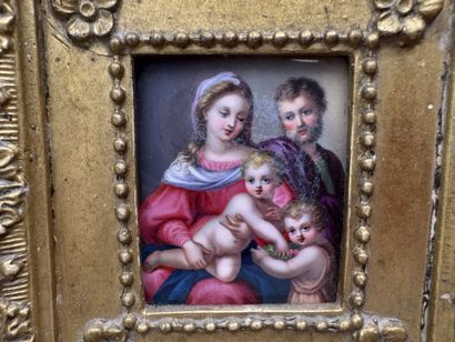École, fin XIXe.
La Saint Famille.
Miniature...