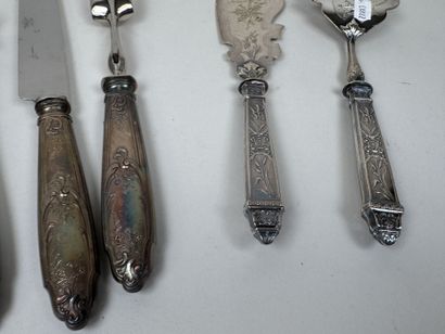 Set of silver plated metal cutlery, engraved...
