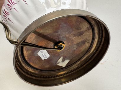 Polychrome earthenware lamp with a floral...