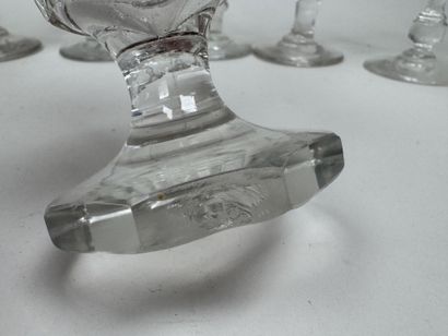 A collection of 10 stemmed glasses made of...