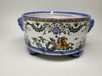 GIEN.
Large polychrome earthenware planter...