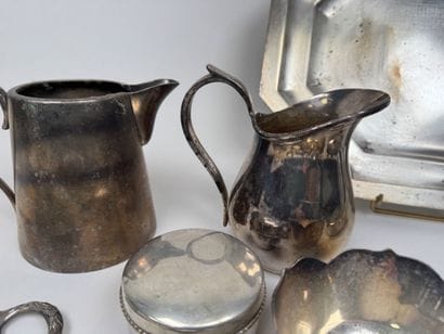 Large set of silver plated metal pieces,...