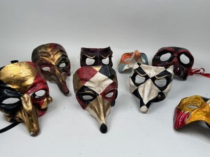 VENICE, 20th century.
Collection of 8 masks...