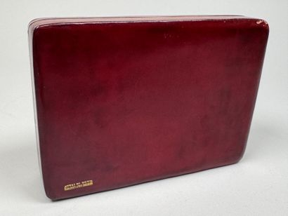 Rectangular leather box decorated with gold...