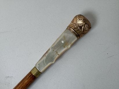 Wooden umbrella handle with a mother-of-pearl...
