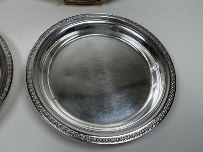 Set of 4 silver plated bottle coasters, with...