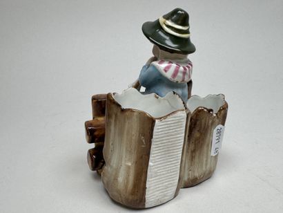 Polychrome earthenware match holder decorated...