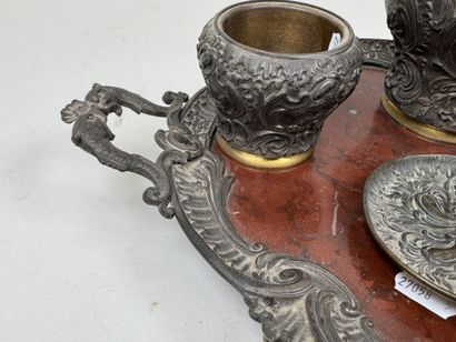 Smoker's set in patinated bronze comprising...