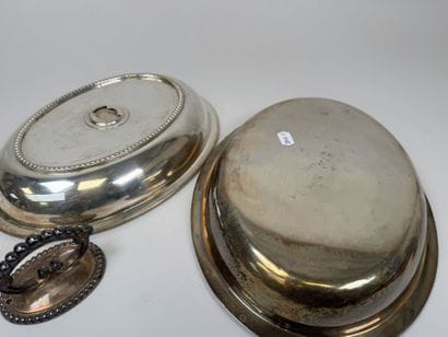Oval-shaped, silver plated vegetable container...