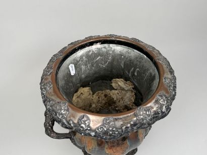 Large silver plated metal ice bucket with...
