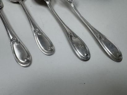 Set of 12 silver plated table cutlery pieces,...