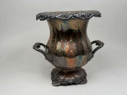 Large silver plated metal ice bucket with...