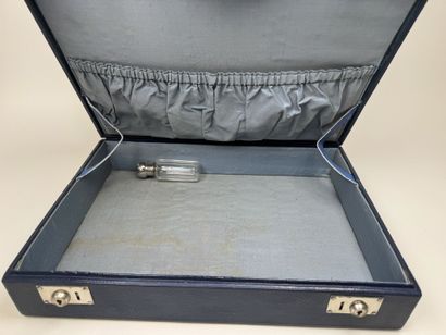 Blue leather travel toiletries case, with...