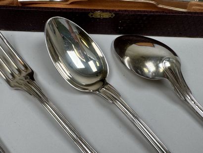 S.F.A.M. 
Set of 12 silver plated table cutlery...
