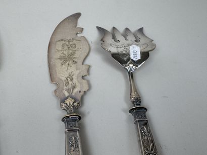 Set of silver plated metal cutlery, engraved...