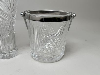 Set of two cut crystal vases, an ice bucket,...