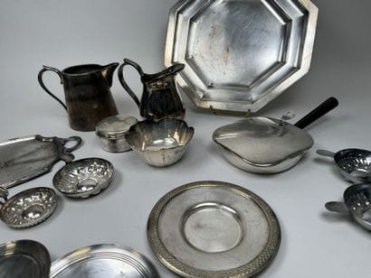 Large set of silver plated metal pieces,...