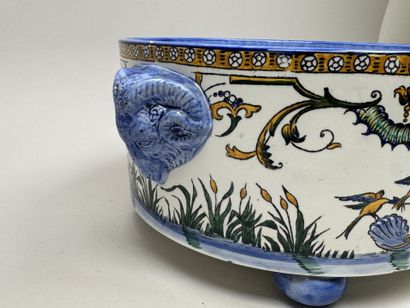 GIEN.
Large polychrome earthenware planter...