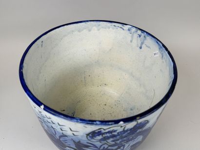 Large polychrome ceramic planter decorated...