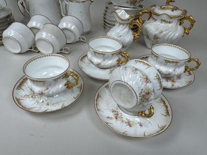 Two tea sets made of polychrome and gold...