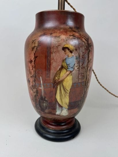 Polychrome and gold porcelain vase decorated...