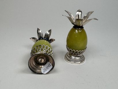Pair of small pineapple-shaped candleholders...