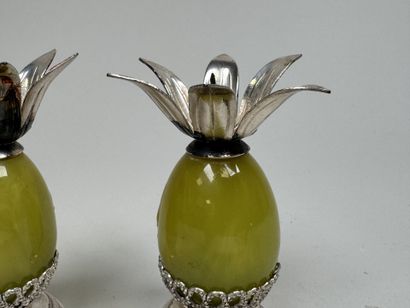 Pair of small pineapple-shaped candleholders...