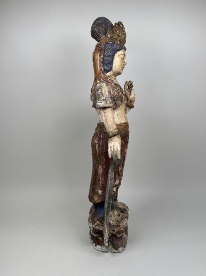 ASIA, 20th century.
GUAN YIN.
Large polychrome...