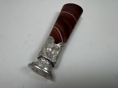 Grand sceau à cacheter en agate poli, la...