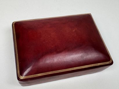 Rectangular leather box decorated with gold...