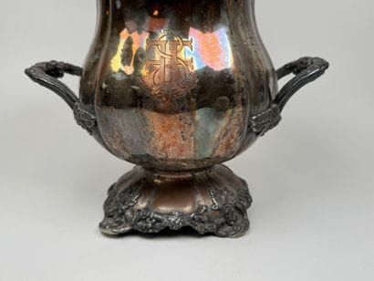 Large silver plated metal ice bucket with...