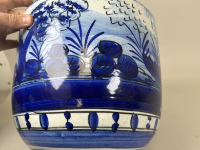 Large polychrome ceramic planter decorated...