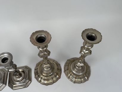 Two pairs of candlesticks made of silver-plated...