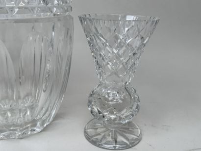 Set of three crystal vases with diamond-point...