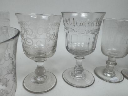 A collection of 10 stemmed glasses made of...