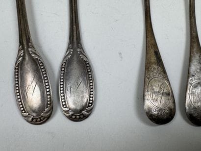 Paire de couverts de baptême en argent 950/1000,...
