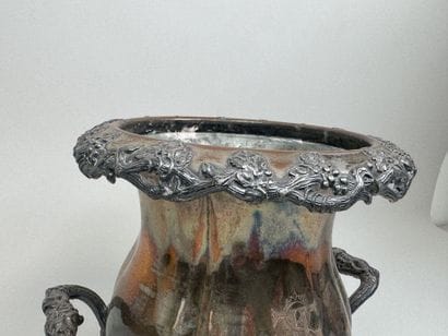 Large silver plated metal ice bucket with...