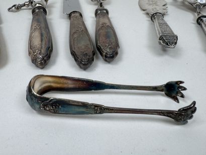 Set of silver plated metal cutlery, engraved...